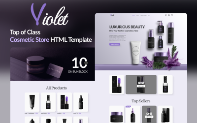 Violet - Modelo HTML de loja de cosméticos glamorosa: descubra a beleza em seu melhor