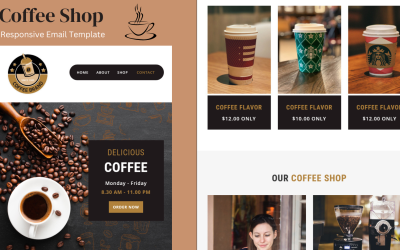 Kávézó – Többcélú reszponzív e-mail sablon