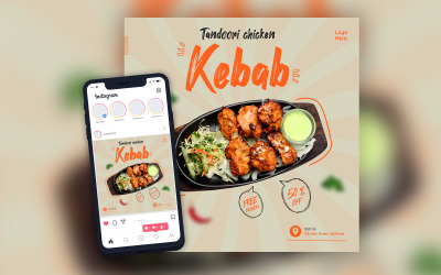 Modello di post sui social media del ristorante del menu di cibo kebab