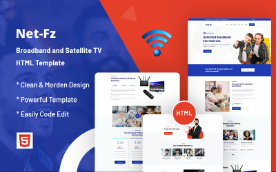 Netfz is een websitesjabloon voor internet, breedband en satelliet-tv