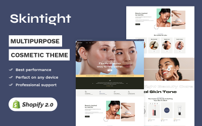 Skintight -Kosmetika &amp;amp; skönhetsbutik Hög nivå Shopify 2.0 Multi-purpose Responsive Theme