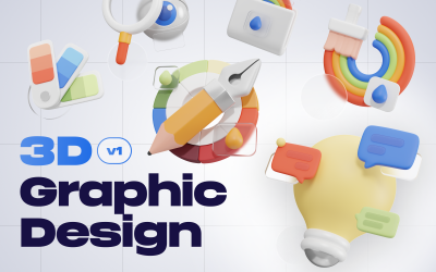 Graphy - Conjunto de iconos 3D de herramientas de diseño gráfico