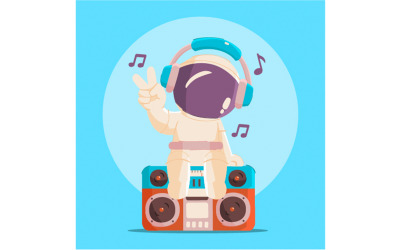 Astronauta escuchando música ilustración