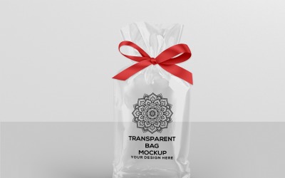 Bolsa de dulces transparente con maqueta de empaque de cinta