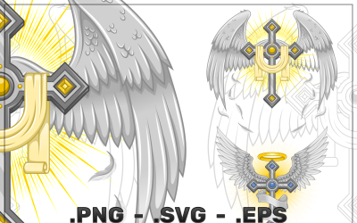 Christian cross vector design with ribbon