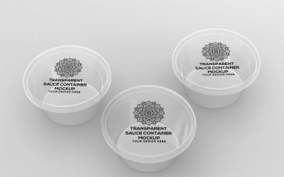 Макет упаковки прозорих круглих контейнерів для соусу