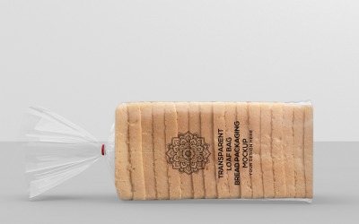 Макет упаковки прозрачного мешка для хлеба