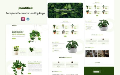 Plantified - цільова сторінка Elementor магазину рослин і саду
