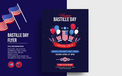Bastille Day Party Inbjudan Flyer Mall