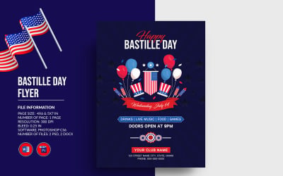Einladungs-Flyer-Vorlage für den Bastille-Tag