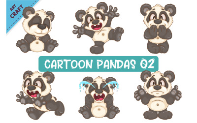 Set di Cartoon Panda 02. Arte degli animali.