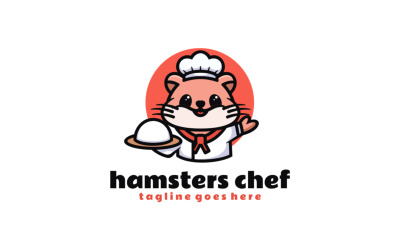 Logotipo de dibujos animados de la mascota del chef de hámsteres