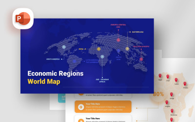 Economische regio&amp;#39;s wereldkaart presentatiesjabloon