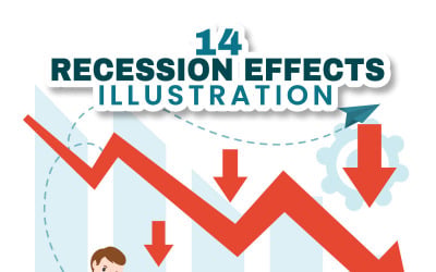 14 Recession Effects Vector Illustration