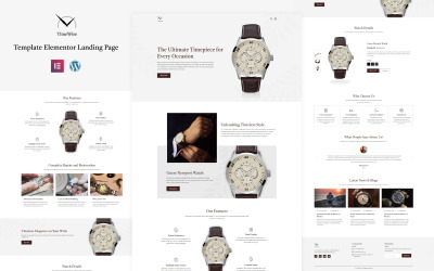 TimeWise – Landingpage für Uhrengeschäft und Reparaturservice von Elementor