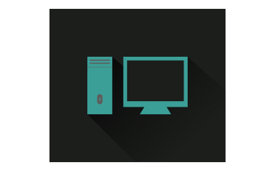 Computer icon illustrated and colored on a white background in vector