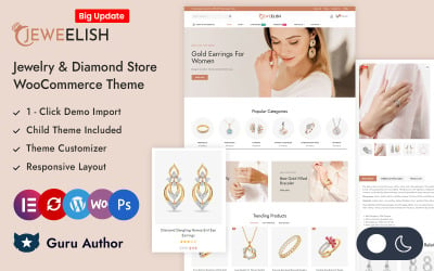 Jeweelish — магазин ювелирных изделий и бриллиантов Elementor Адаптивная тема для WooCommerce