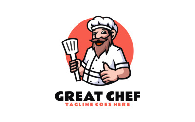 Logotipo de desenho animado do mascote do grande chef