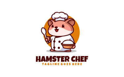 Logotipo de dibujos animados de la mascota del chef de hámster