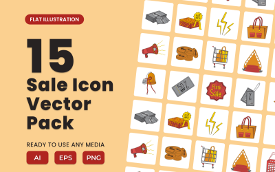 Conjunto de ilustração de ícones 2D de venda Vol 1