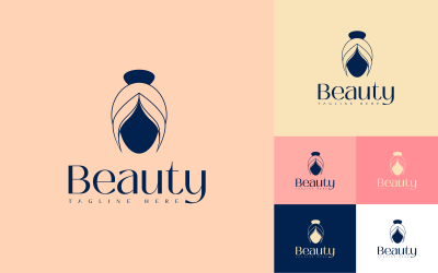 Vecteur de logo de beauté GRATUIT, logo de soins de la peau, logo de cosmétiques, logo de visage de beauté, icône de beauté de visage de femme