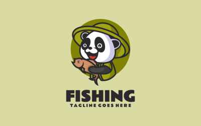 Balık Tutma Maskot Çizgi Film Logosu
