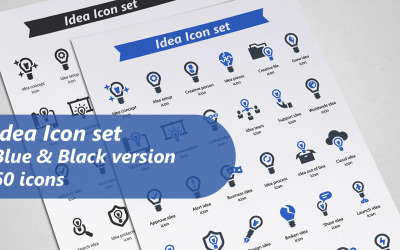 Fikir glyph Icon Set şablonu