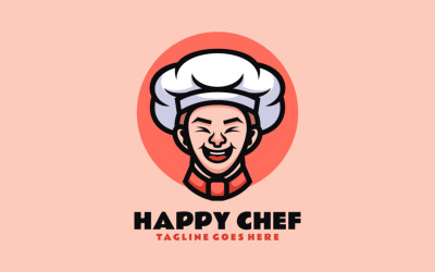 heureux, chef cuisinier, mascotte, dessin animé, logo