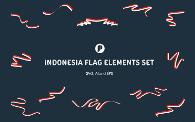 Indonesia Flag Elements Set