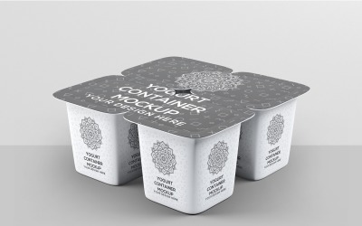 Maqueta de Cuatro Contenedores de Plástico para Yogurt