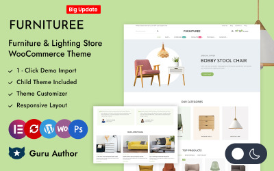 Furnituree — магазин мебели и освещения Elementor Адаптивная тема для WooCommerce