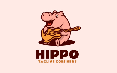 Logo de dessin animé de mascotte d&amp;#39;hippopotame