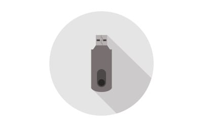 Usb drive geïllustreerd op achtergrond in vector en gekleurd
