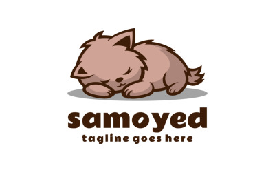 Samoyed Maskot Çizgi Film Logosu 3