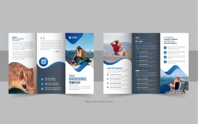 Tour and travel agency trifold brochure template design vector