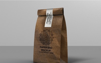 Bolsa de papel artesanal - Maqueta de bolsa de papel artesanal