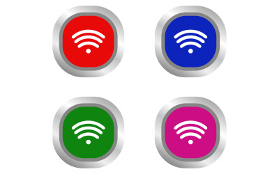 Kolorowy przycisk wifi na białym tle