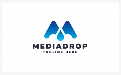Modèle de logo Media Drop Letter M Pro