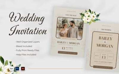 Invitation de mariage de luxe beige