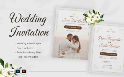 Minimale Luxus-Hochzeitseinladungsvorlage