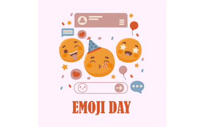 İfadeler İllüstrasyonlu Emoji Günü