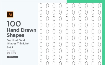 Vertical Oval Shape Thin Line 100_Set V 1