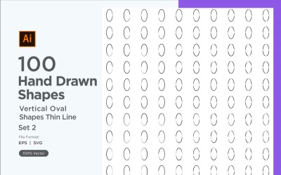 Vertical Oval Shape Thin Line 100_Set V 2