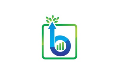 Modelo de logotipo de negócios de folha de seta para cima letra B