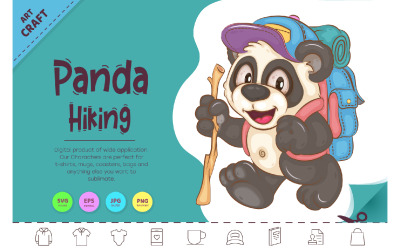 Escursionismo del panda del fumetto. Arte animale.