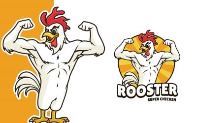 Horoz Süper Tavuk Maskotu Logo Şablonu