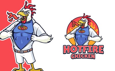 Hotfire Tavuk Maskotu Logo Şablonu