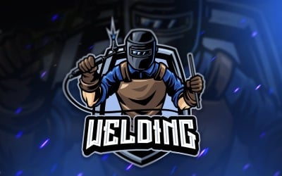 Modelo de logotipo de mascote de soldagem