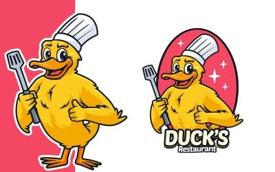 Ördek Restaurant Maskotu Logo Şablonu