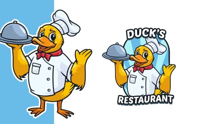 Ördek Şef Maskot Logo Şablonu